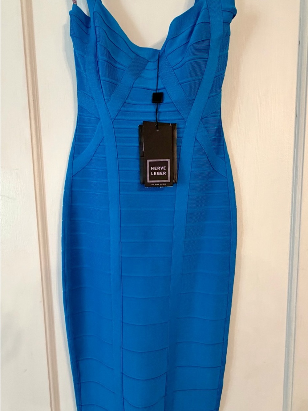 Herve Leger Cobalt Blue Bandage Midi Dress - Picture 1 of 4